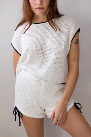 HUQ1129 Knit-Crochet Top & Shorts Set