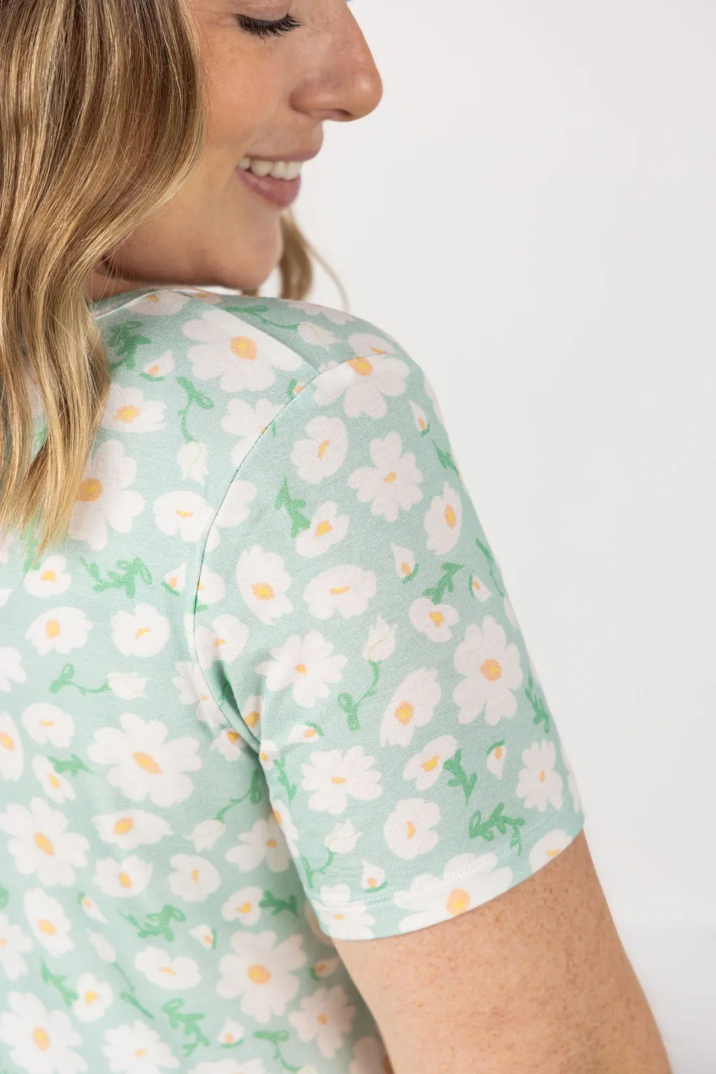 IN STOCK Sarah Ruffle Short Sleeve - Green Floral