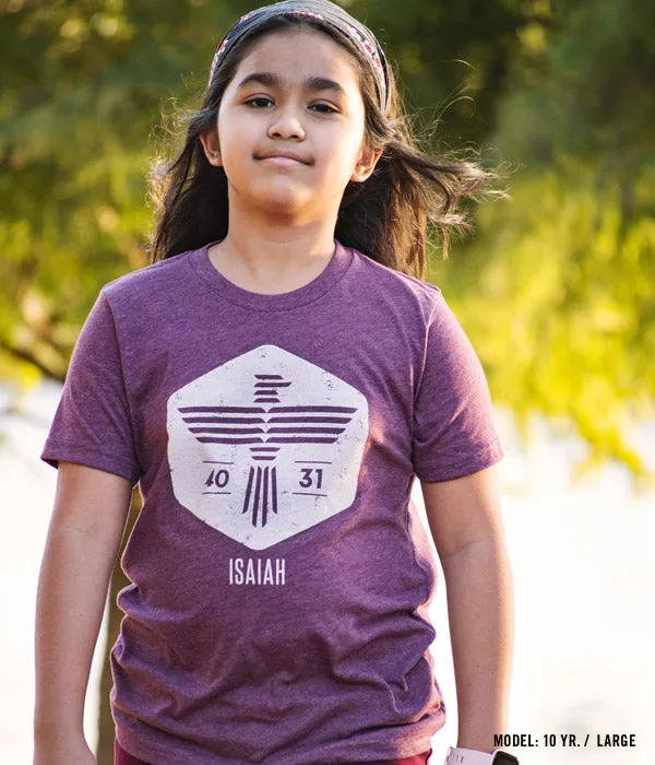 Isaiah Eagle – Heather Maroon Youth Tee