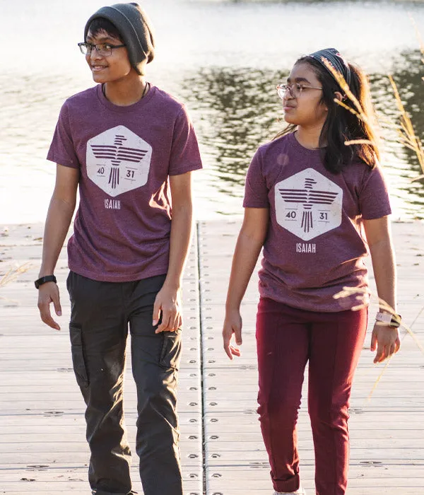 Isaiah Eagle – Heather Maroon Youth Tee