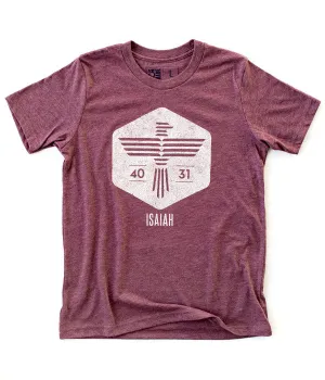 Isaiah Eagle – Heather Maroon Youth Tee