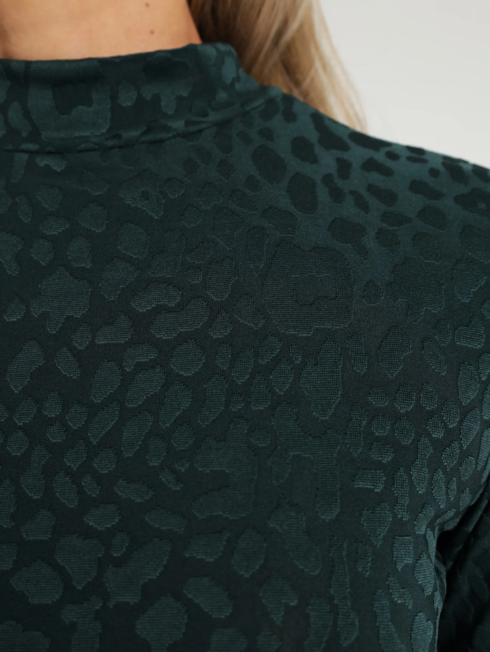 Jacquard Turtle Neck Top - Teal