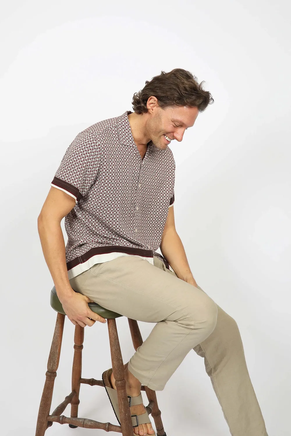 JAMES HARPER RELAXED FIT CUBAN COLLAR BORDER S/S SHIRT JHS576