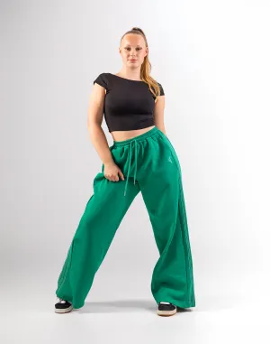 Jamzz Straight Leg Joggers - Green with white stitching
