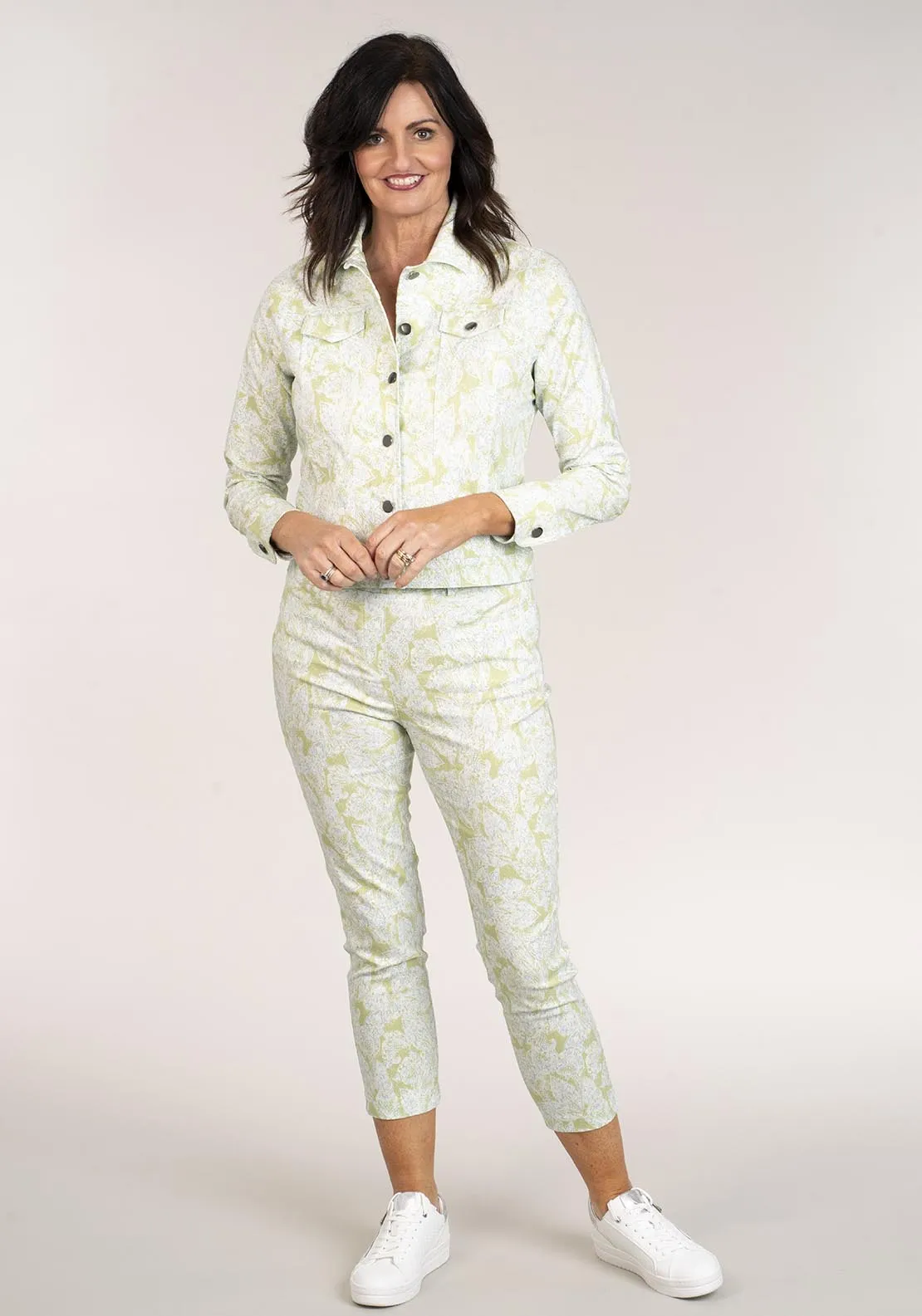 Jersey Jacket W Paisley Print - Lime