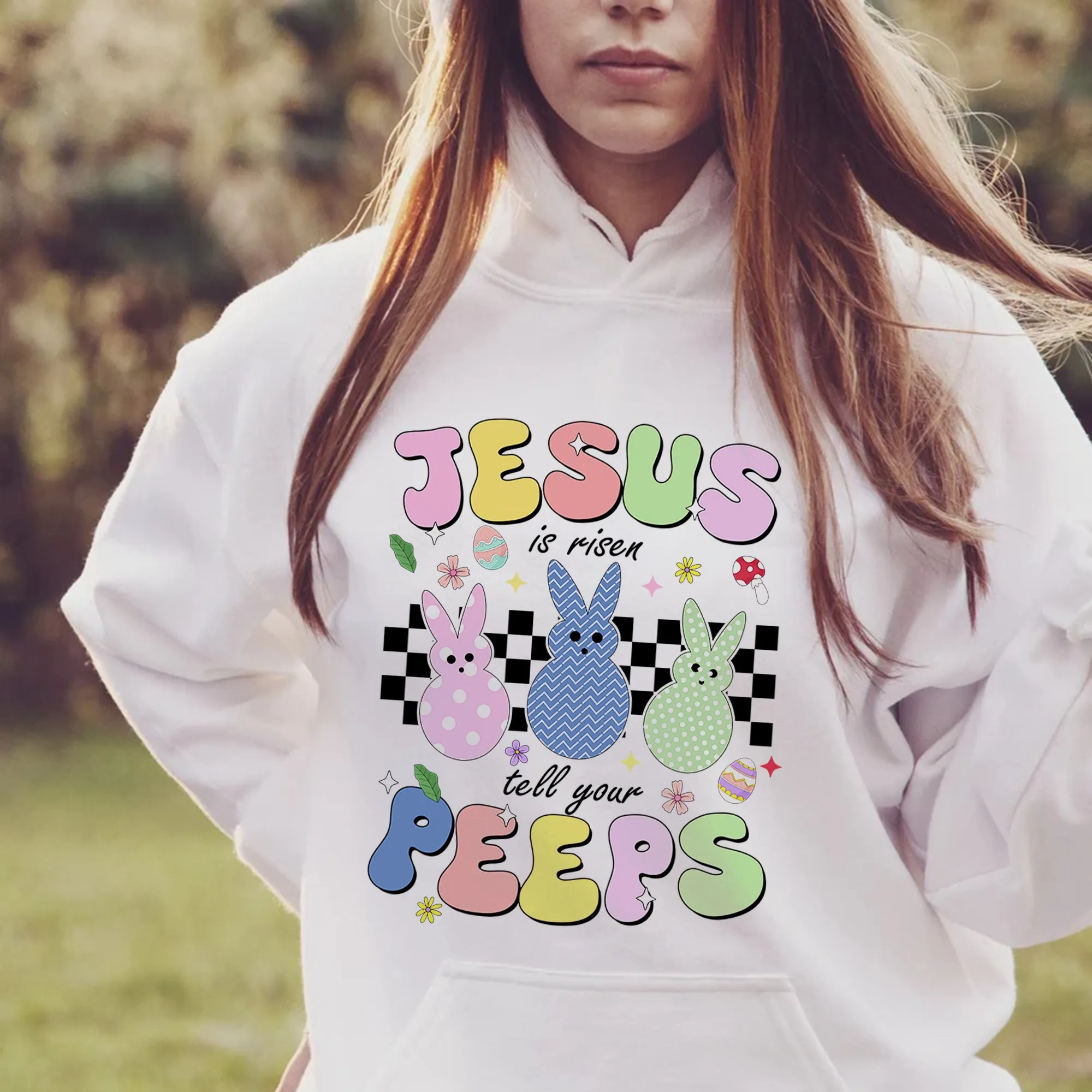 Jesus Is Risen Tell Your Peeps Hoodie, Easter Christian Kids Crewneck, Jesus Easter Shirt, He is Risen Shirt, Religious Easter Shirt