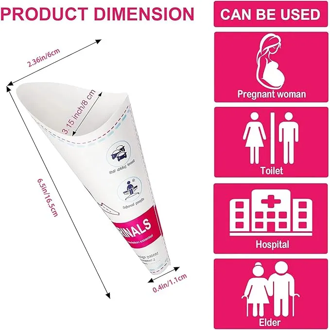 JIURUN 50PCS Female Urination Device Pee Funnel for Women Portable Disposable Female Urinal Funnel to Standing Pee for Pregnant, Wounded, Travel, Camping, Outdoor Activities