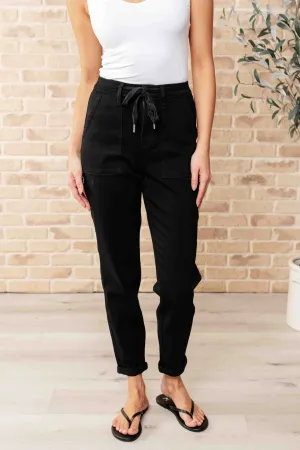 Judy Blue Double-Cuff Joggers in Black