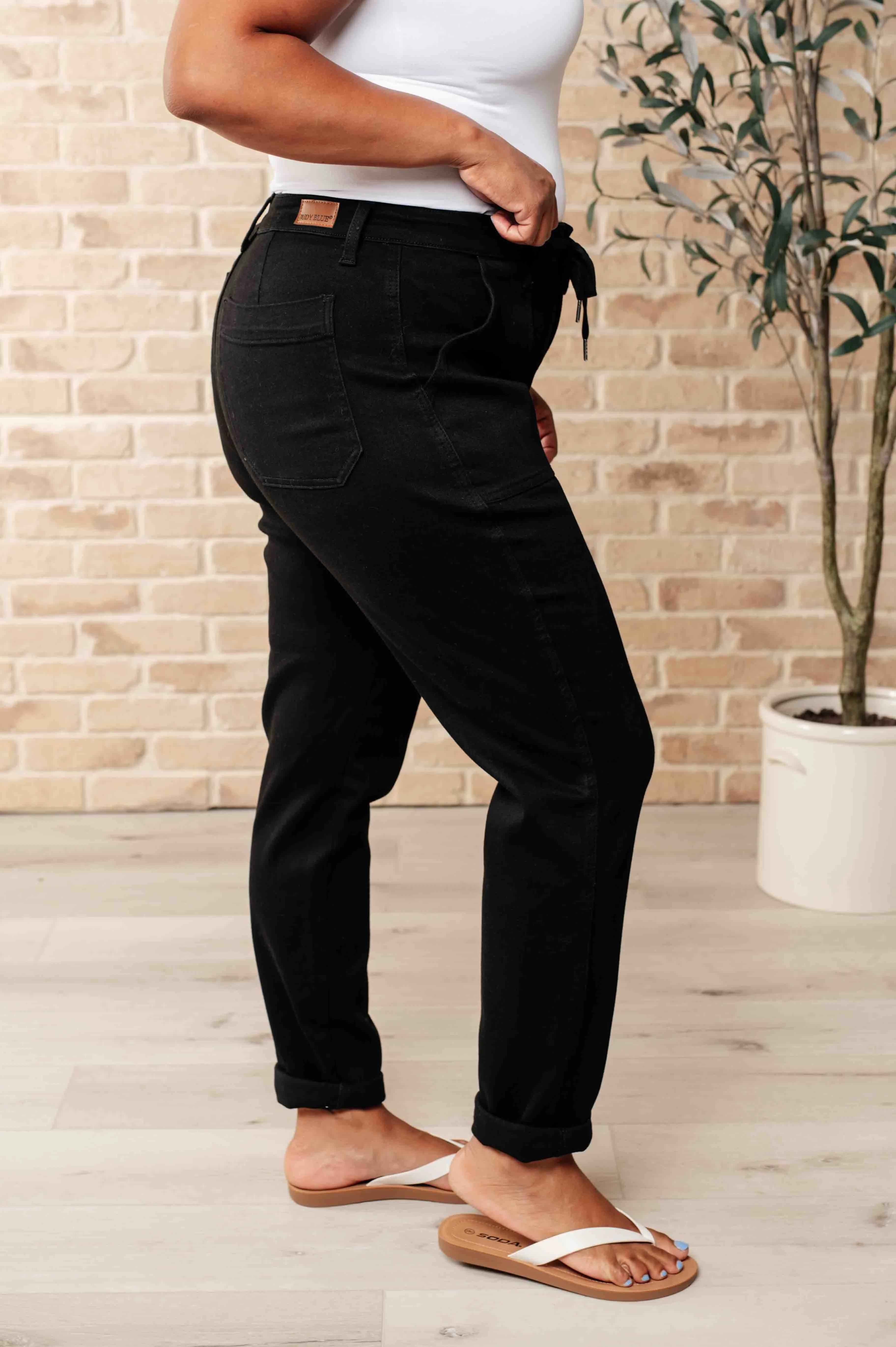 Judy Blue Double-Cuff Joggers in Black