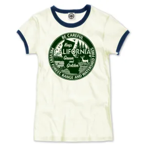 Keep California Green And Golden Women's Ringer Tee