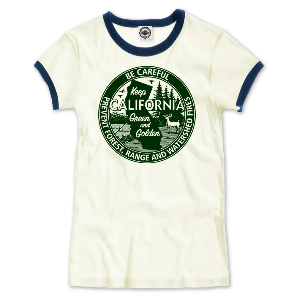 Keep California Green And Golden Women's Ringer Tee