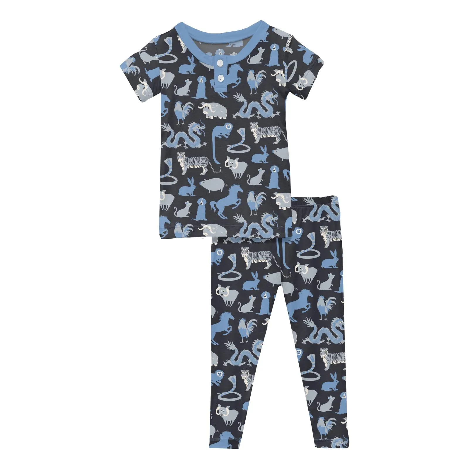 Kickee Pants Deep Space Chinese Zodiac Short Sleeve Henley Pajama Set