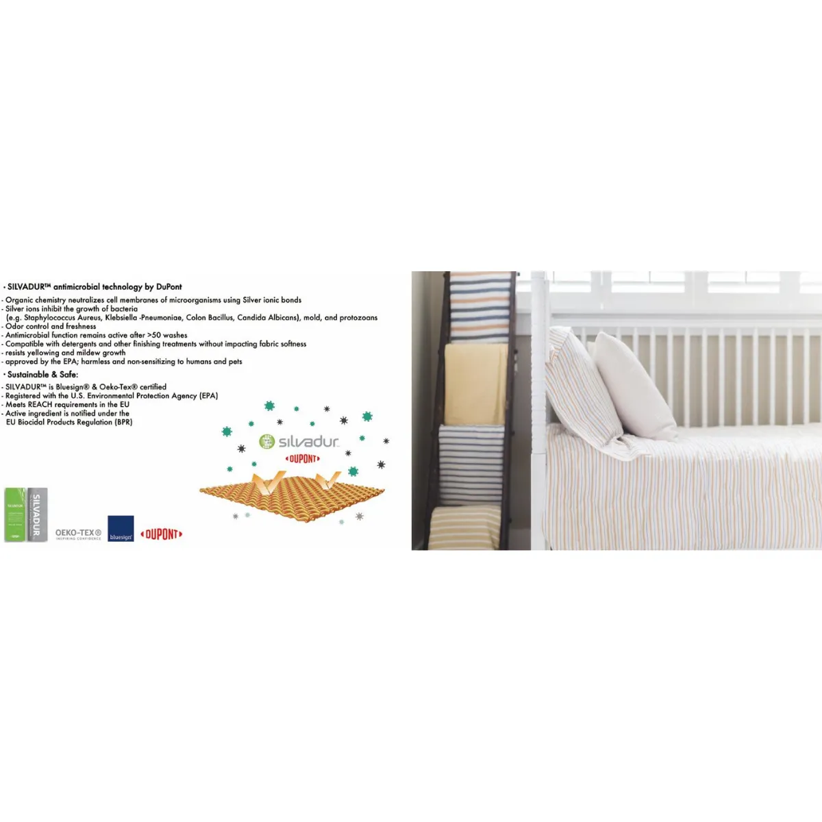 Kids Bunk Quilt and Sham - Sage and Grey Stripe