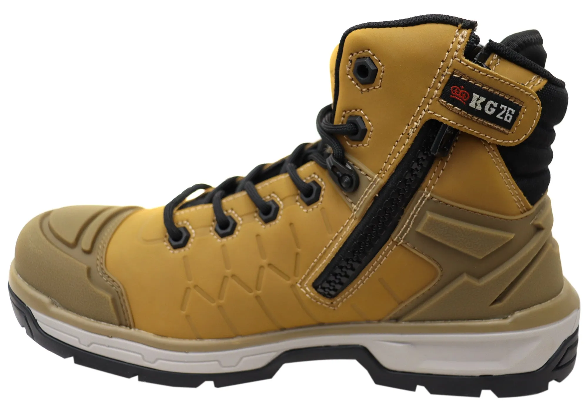 KingGee Mens Quantum Hybrid Zip Lace Composite Toe Work Boots 5 Inch