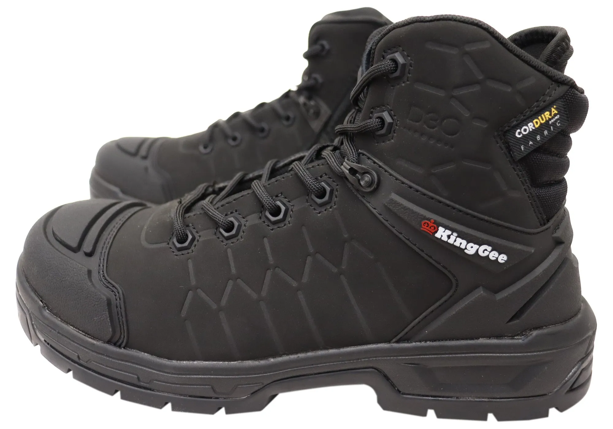 KingGee Mens Quantum Hybrid Zip Lace Composite Toe Work Boots Black