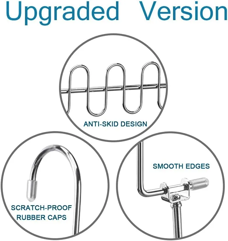 KLEVERISE 4 Pack Space Saving Hangers - 12 Slots Stainless Steel Clothes Hangers Magic Cascading Hangers - Clothing Closet Space Saving Storage Organizers