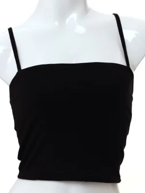 Ladies Cotton Lycra Cropped Tank - Black