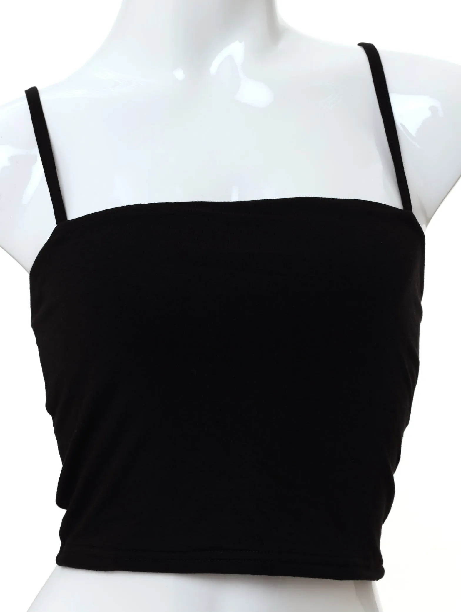 Ladies Cotton Lycra Cropped Tank - Black