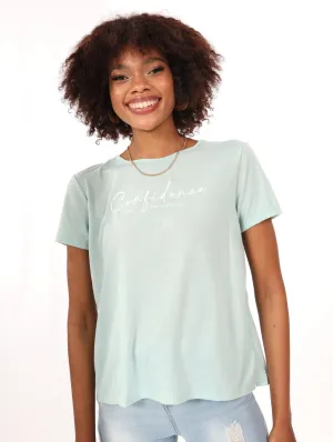 Ladies Open Back Print Top - Seafoam