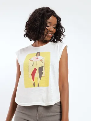 Ladies Short Sleeve Icon Top - Cream