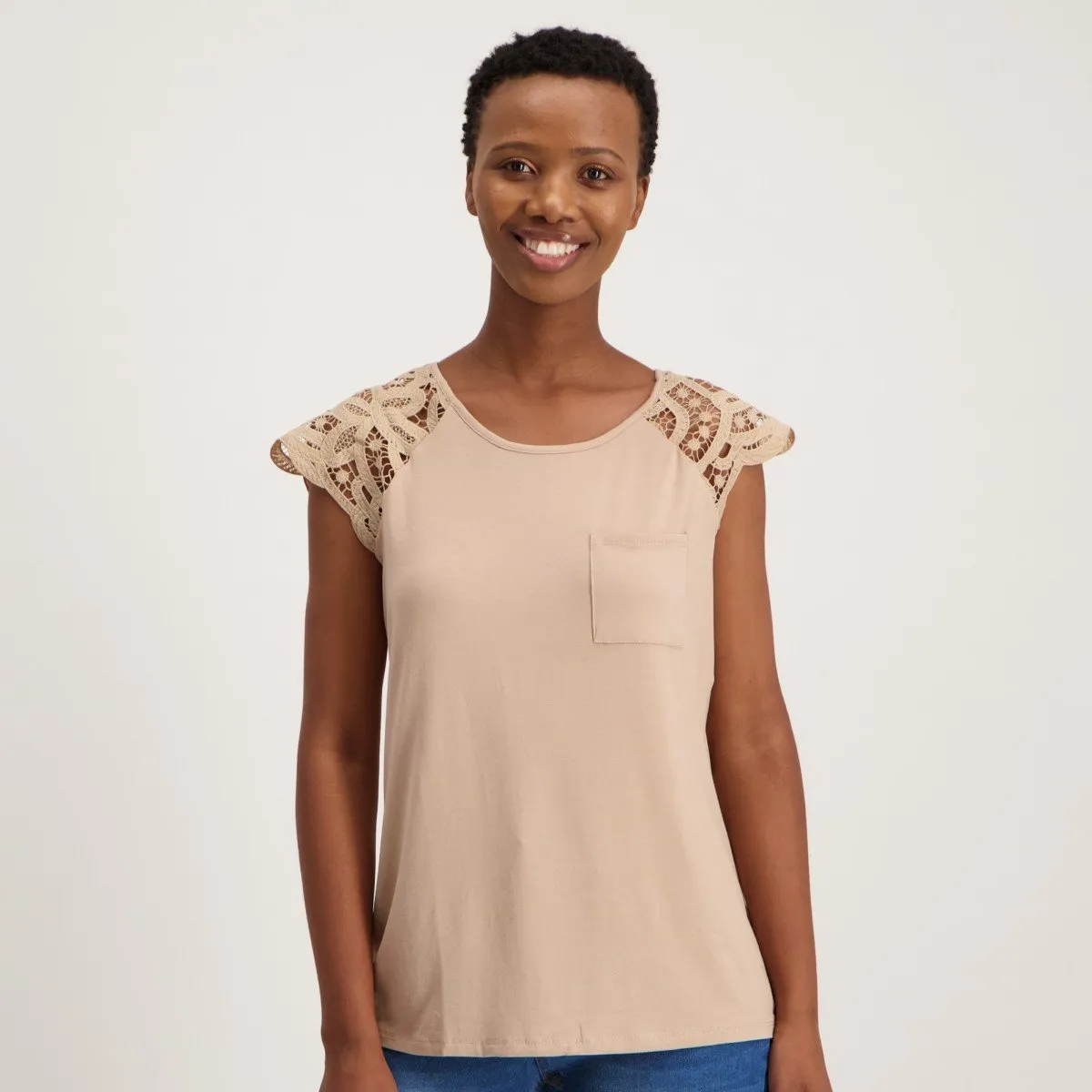 Ladies Stone Lace Inset - Stone