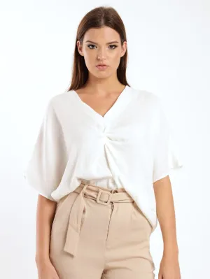 Ladies Twist Knot Blouse - White