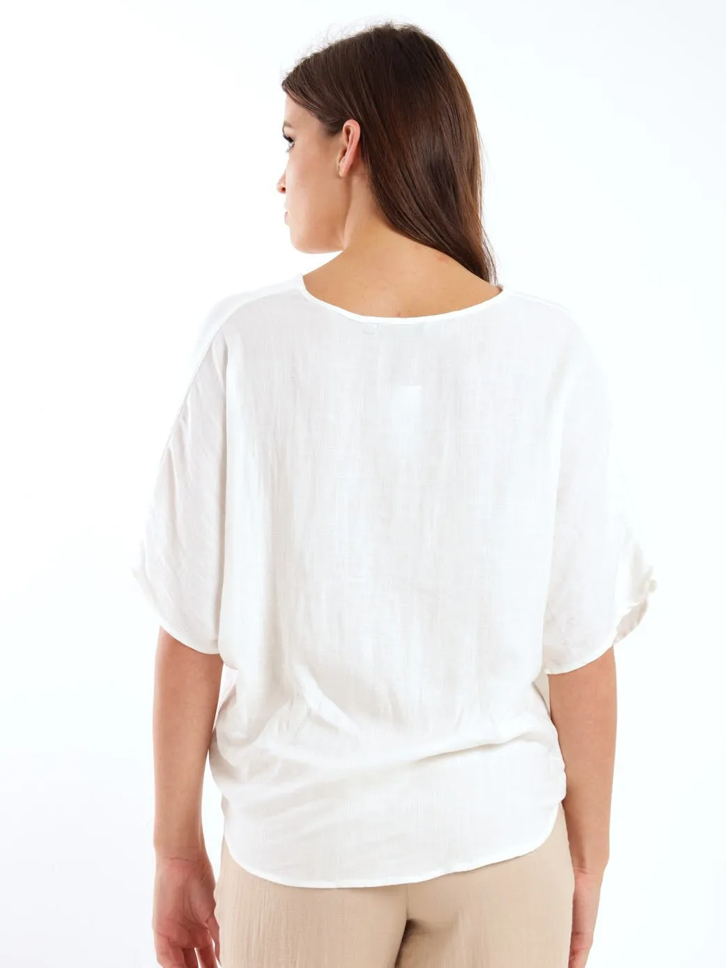 Ladies Twist Knot Blouse - White
