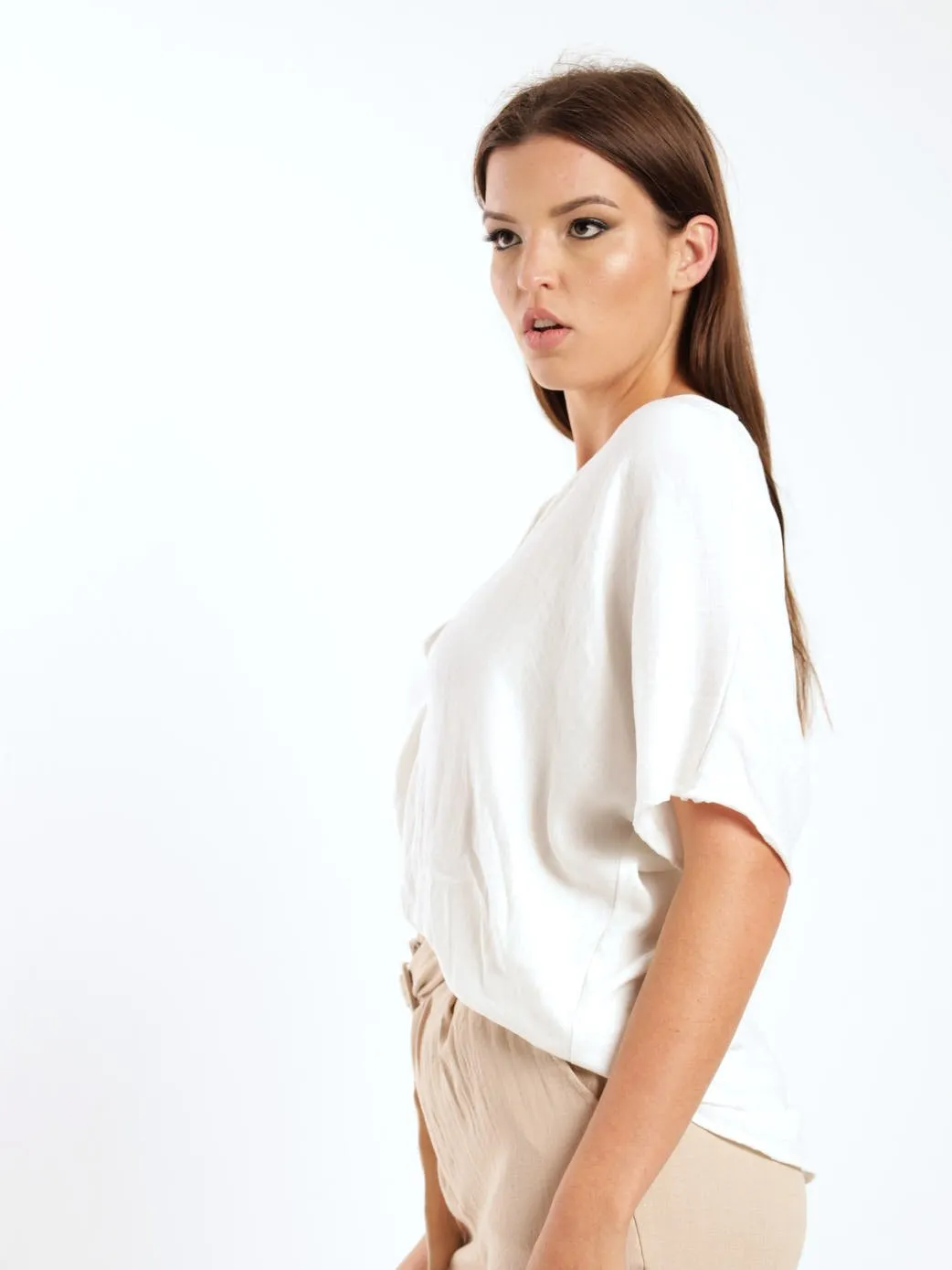 Ladies Twist Knot Blouse - White