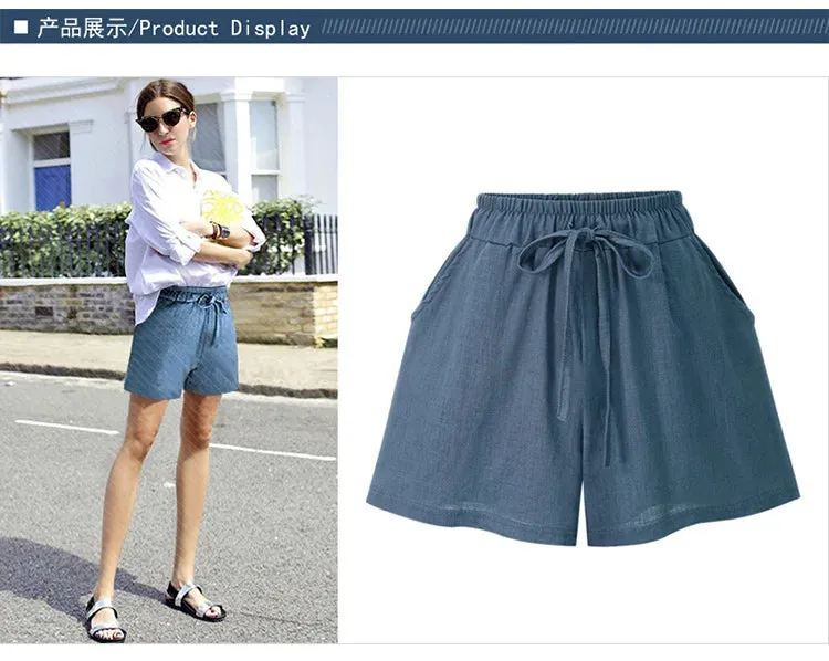 Large Size Women Loose Cotton Shorts Women's Linen Shorts Casual Female Wide Leg Shorts Plus Size 6XL