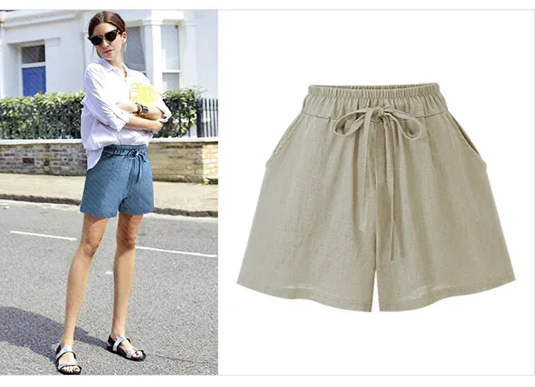 Large Size Women Loose Cotton Shorts Women's Linen Shorts Casual Female Wide Leg Shorts Plus Size 6XL