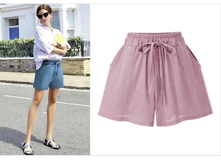 Large Size Women Loose Cotton Shorts Women's Linen Shorts Casual Female Wide Leg Shorts Plus Size 6XL