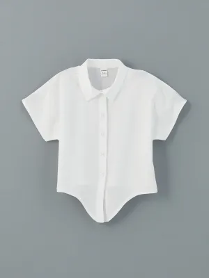 LCW baby White Short Sleeve Basic Girl Shirt