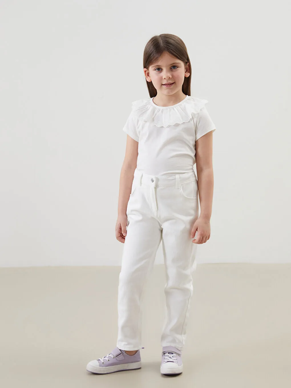LCW Kids Ecru Basic Girls Trousers