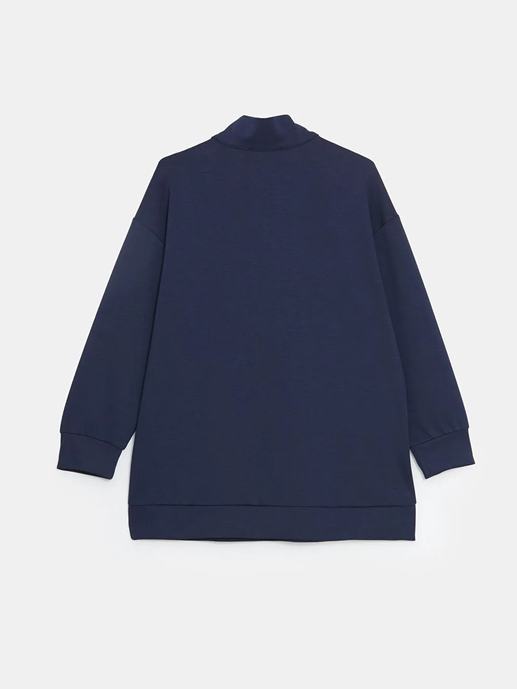 LCW Modest Beige Stand Collar Plain Oversize Women Sweatshirt Tunic