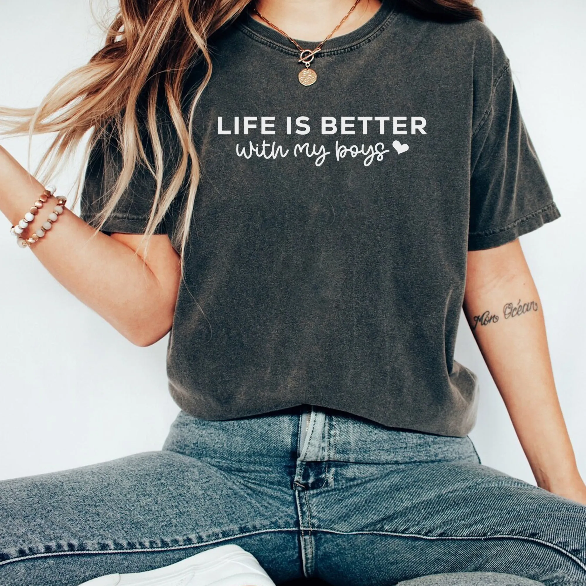 Life is Better With My Boys T-shirt, Mom of Boys Shirt, Mom of Boys Crewneck, Mom of Boys Shirt, Mothers Day Shirt