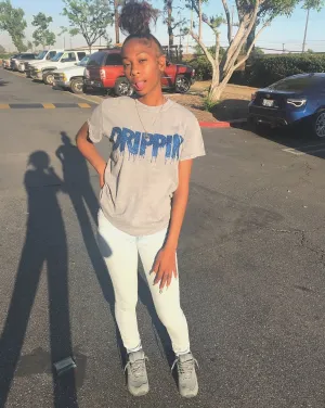 Light Blue Glitter Drippin | Gray Vintage Wash Tee