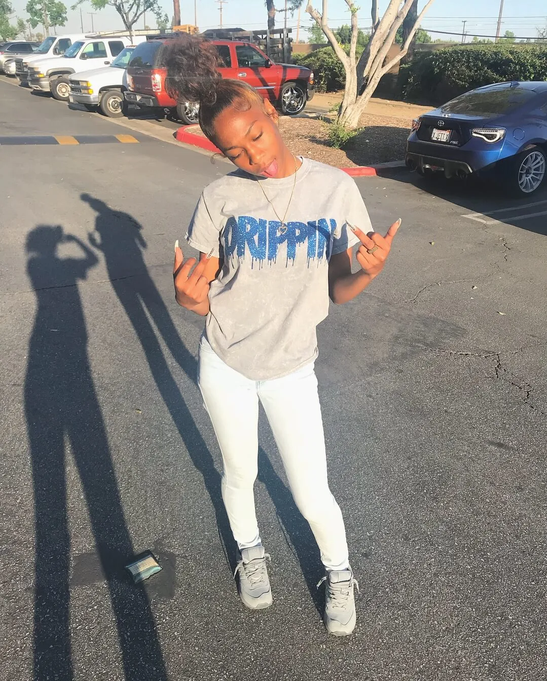 Light Blue Glitter Drippin | Gray Vintage Wash Tee