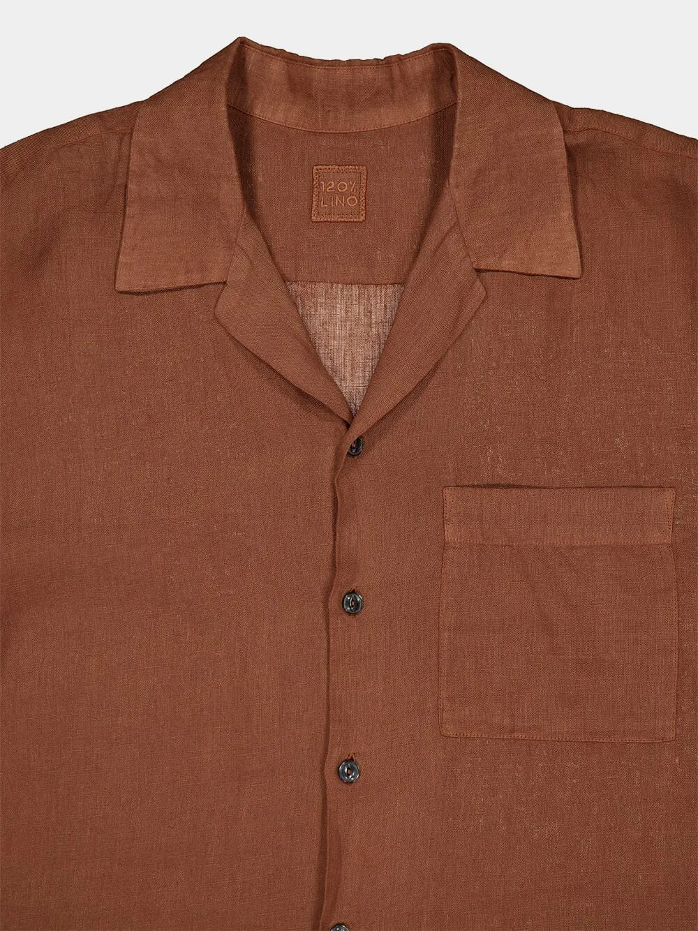Linen Button-Down Brown Shirt