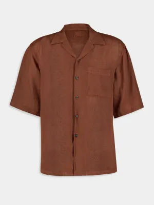 Linen Button-Down Brown Shirt
