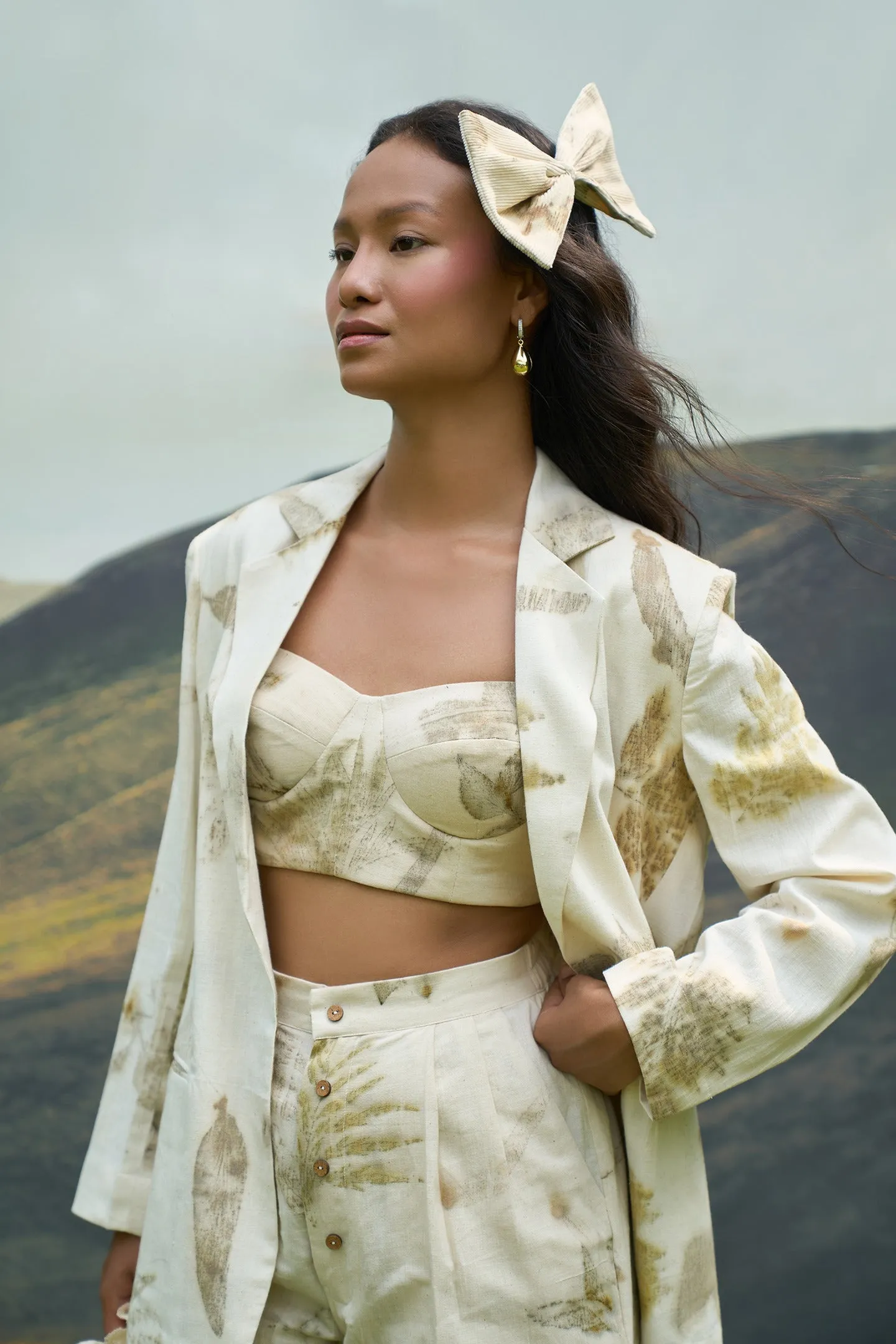 Live Leafy Notch Blazer & Pants Set