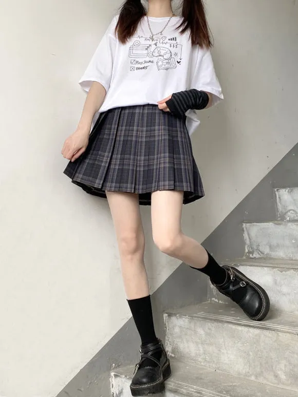 Lolita Blouse For Women Jewel Neck Short Sleeves Black Polyester T-Shirt