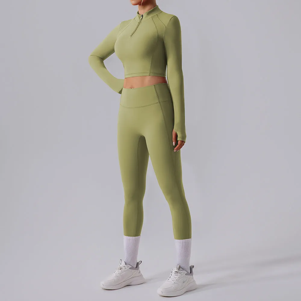 Long Sleeve Quick Drying Breathable Yoga Two Piece Set