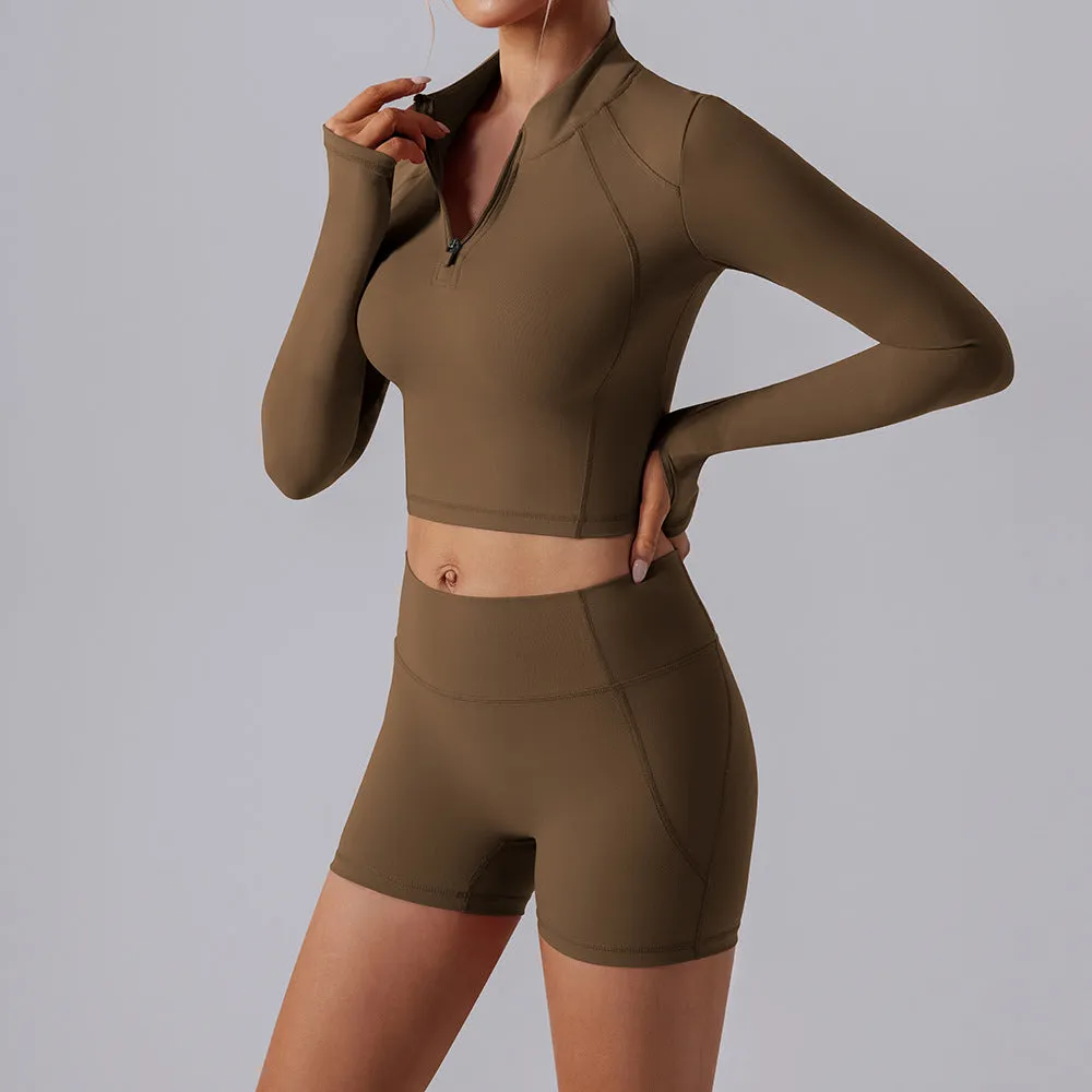 Long Sleeve Quick Drying Breathable Yoga Two Piece Set