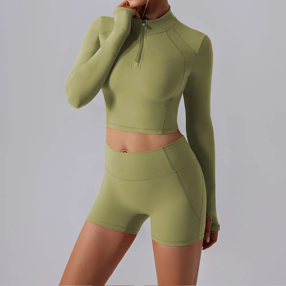 Long Sleeve Quick Drying Breathable Yoga Two Piece Set