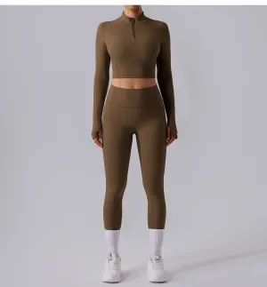 Long Sleeve Quick Drying Breathable Yoga Two Piece Set