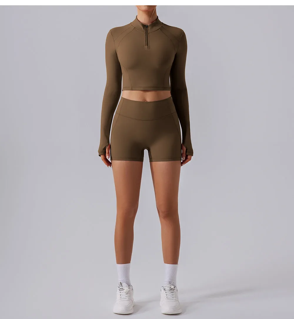 Long Sleeve Quick Drying Breathable Yoga Two Piece Set