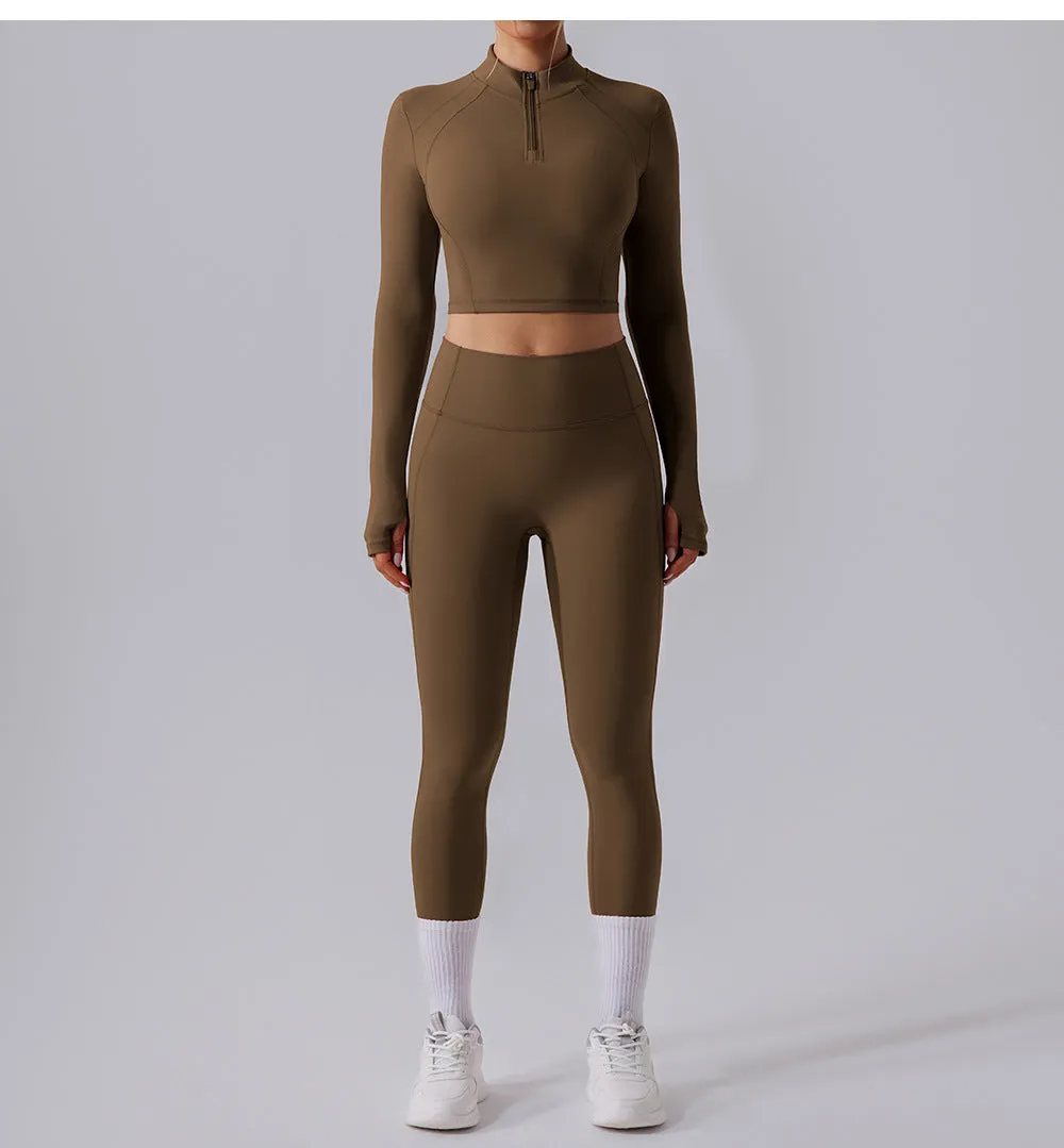 Long Sleeve Quick Drying Breathable Yoga Two Piece Set