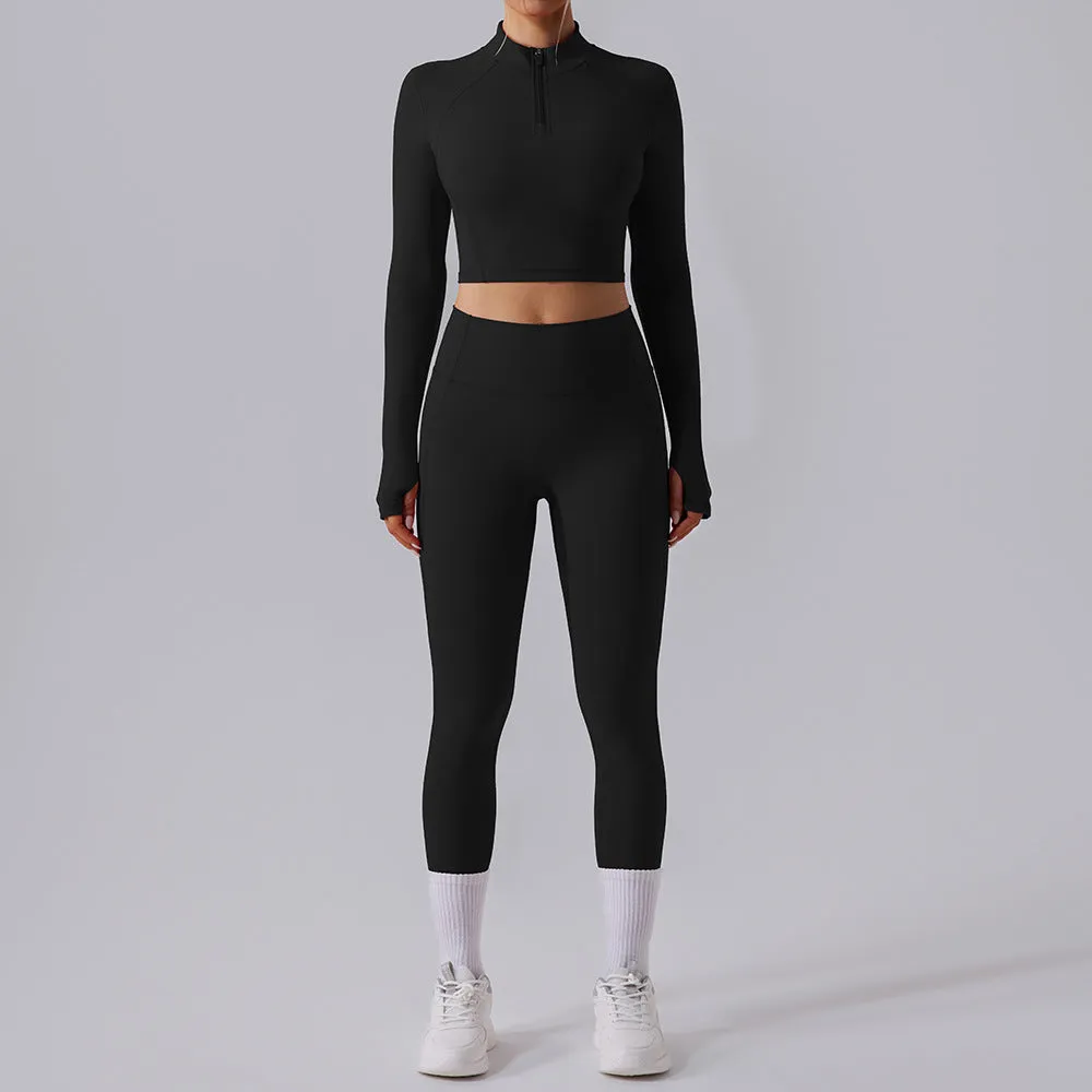 Long Sleeve Quick Drying Breathable Yoga Two Piece Set