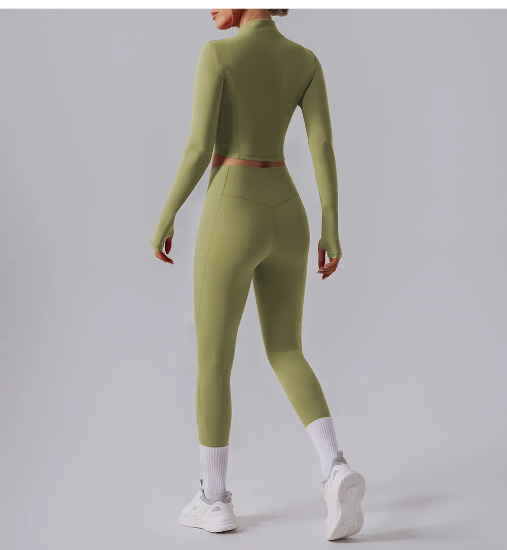 Long Sleeve Quick Drying Breathable Yoga Two Piece Set