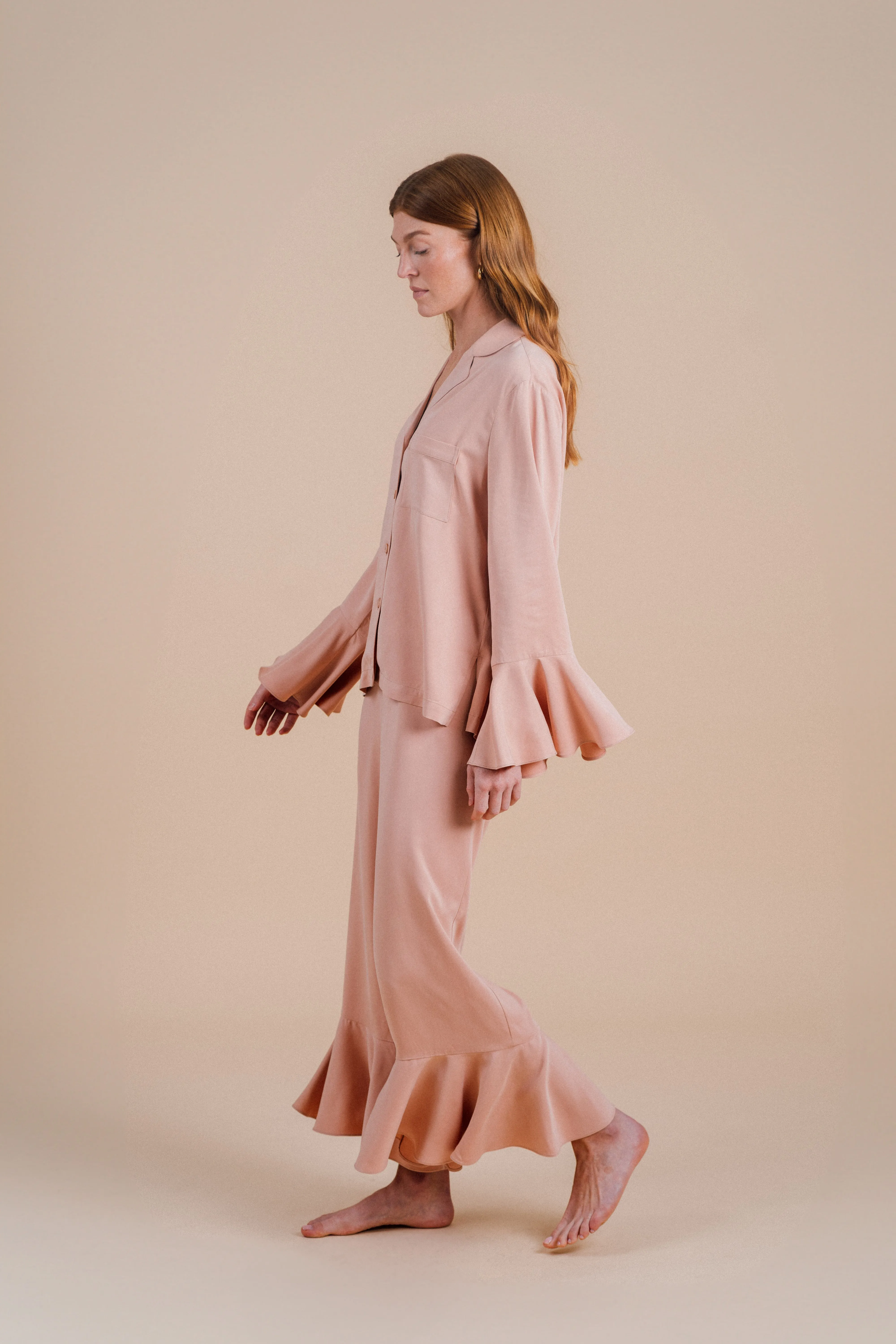 Long Sleeve Ruffle Pant Set - Dusty Sunrise